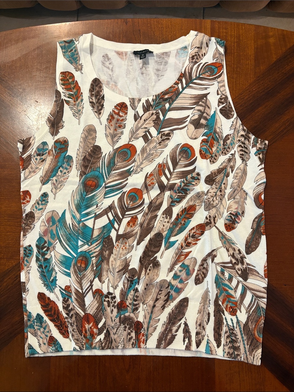 Talbots Women’s Sleeveless Feather Print Sweater